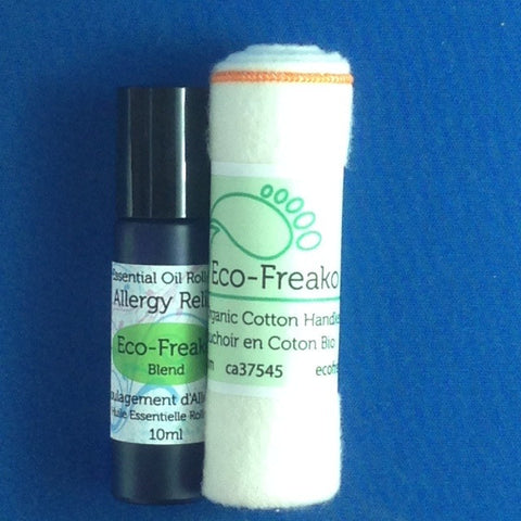 Allergy Relief 10ml Roll-On and a 5oz. Organic Cotton Handkerchief