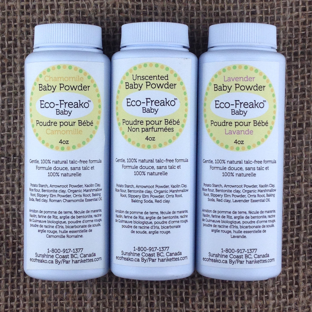 3 varieties of Eco-Freako Talc Free Baby Powder