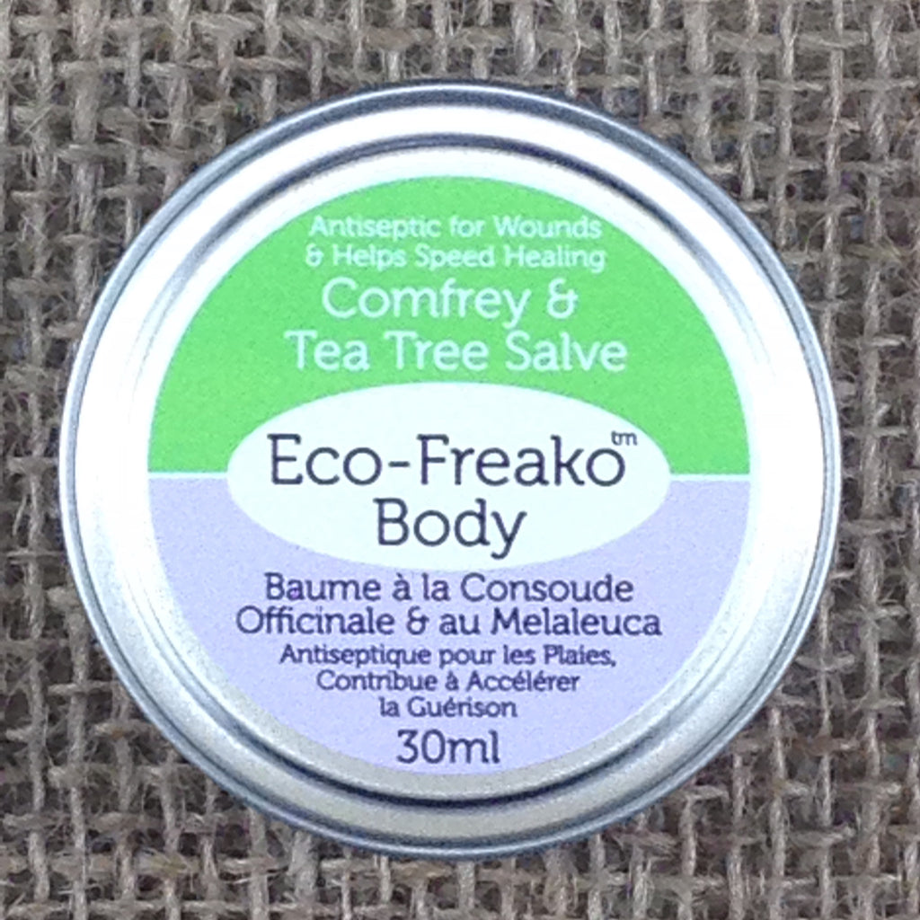 Eco-Freako Comfrey Tea Tree Salve in 30ml metal tin